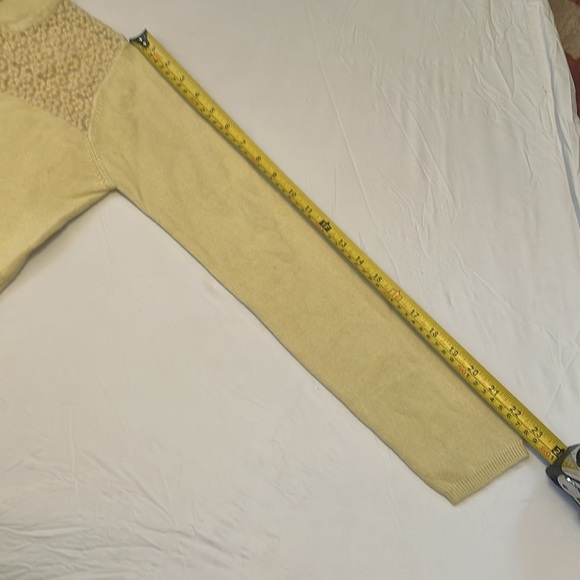 Free People yellow boho wool acrylic blend daisy button cardigan M - Picture 10 of 11